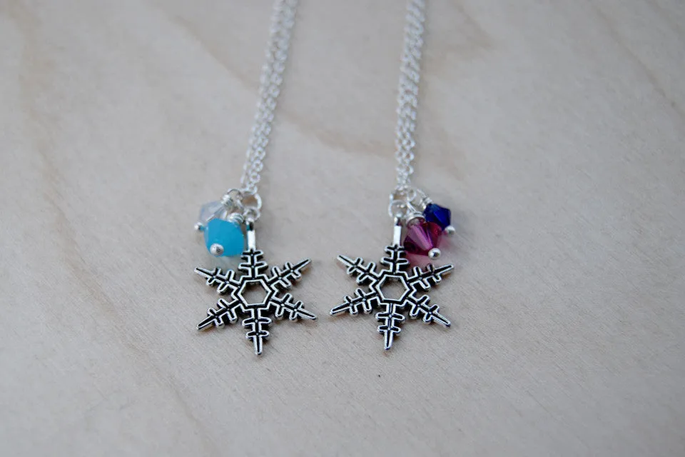 Snowflake Sisters BFF Necklaces | Anna and Elsa Best Friend Necklaces|  -TWO Necklaces-