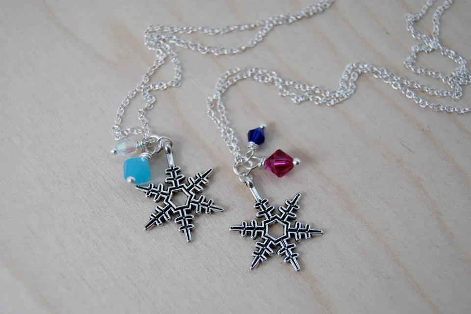 Snowflake Sisters BFF Necklaces | Anna and Elsa Best Friend Necklaces|  -TWO Necklaces-