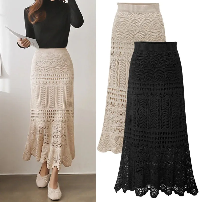 Women's High Waist Knitted Crochet Fashion Skirts