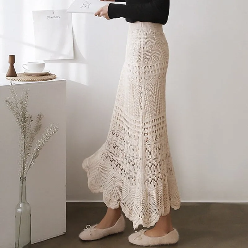 Women's High Waist Knitted Crochet Fashion Skirts